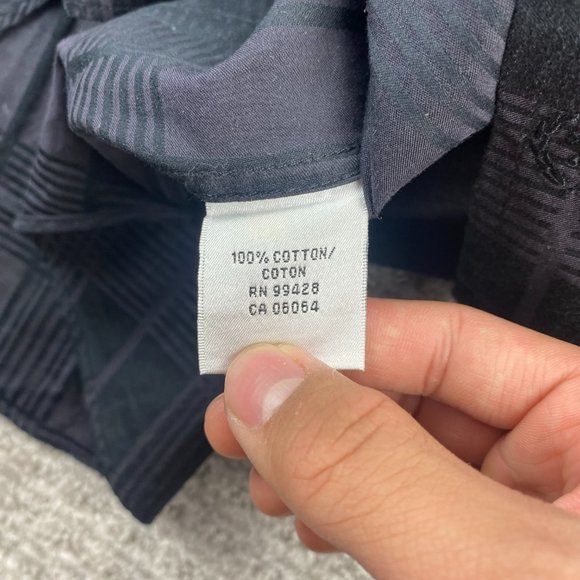 BUGATCHI UOMO Shirt Men Medium M Black Plaid Button Up Long Sleeve Shaped Fit - Picture 5 of 8